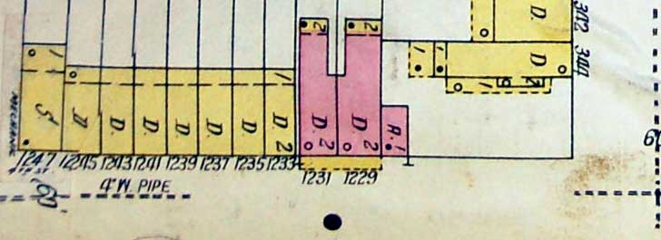 1229–1247 South 4th Street, Sanborn map, 1962