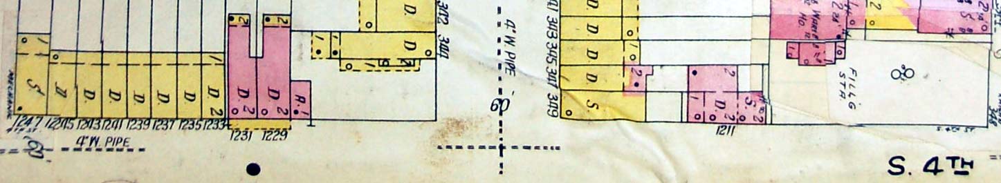 1211–1247 South 4th Street, Sanborn map, 1962