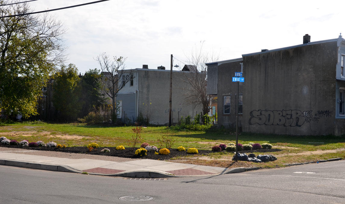 Southeast corner of Erie Street and North 5th Street, November 4, 2011