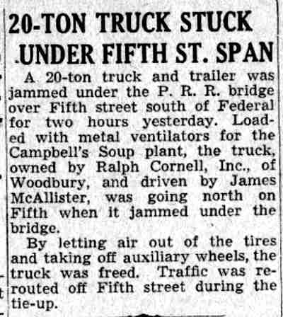 Intersection of South 5th Street and Bridge Avenue, Camden Courier-Post July 24, 1941