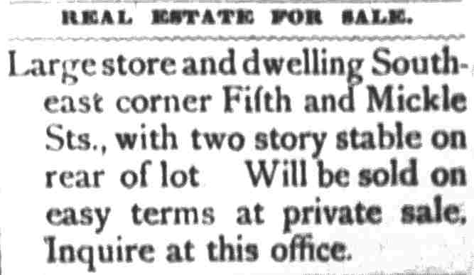 Intersection of Mickle Street and South 5th Street, Camden Daily Telegram, May 12, 1898