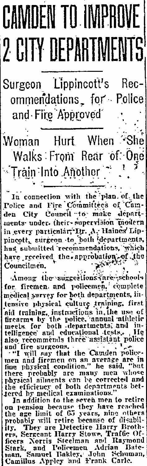 Philadelphia Inquirer clipping: Camden to Improve 2 City Departments