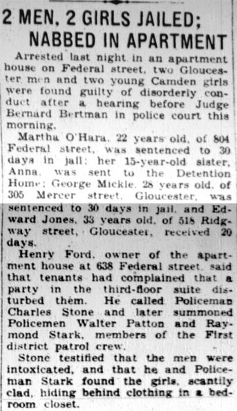 Camden Courier-Post clipping: 2 Men, 2 Girls Jailed