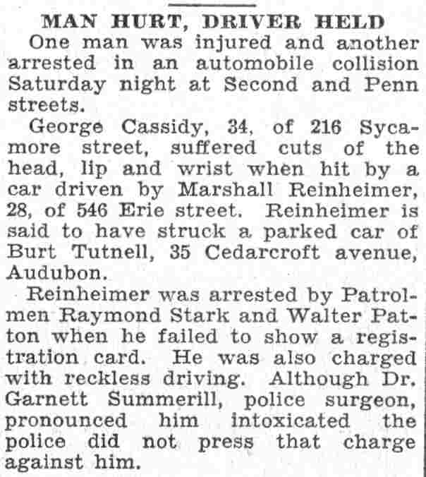 Camden Courier-Post clipping: Man Hurt, Driver Held