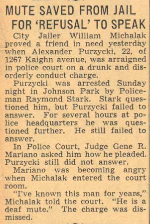 Camden Courier-Post clipping: Mute Saved from Jail for Refusal to Speak