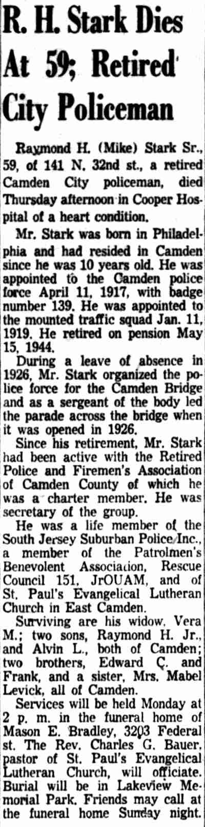Camden Courier-Post obituary: R. H. Stark Dies At 59