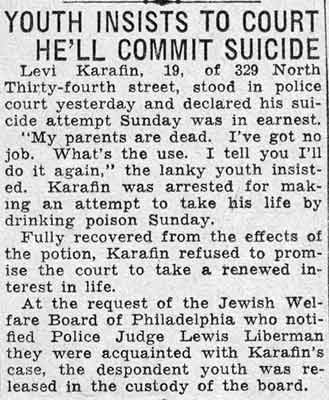 Camden Courier-Post, February 11, 1936: Youth Insists to Court He'll Commit Suicide