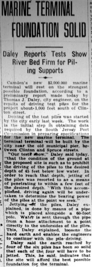 Camden Courier-Post, January 9, 1928, Marine Terminal Foundation Solid