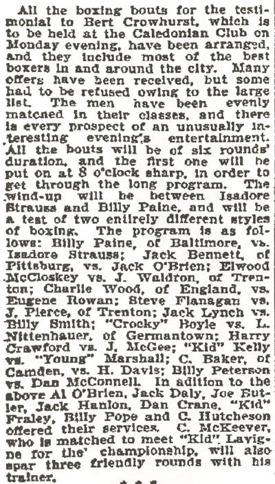 Newspaper article on the testimonial to Bert Crowhurst