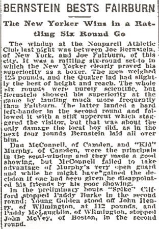 Newspaper article, Bernstein Bests Fairburn