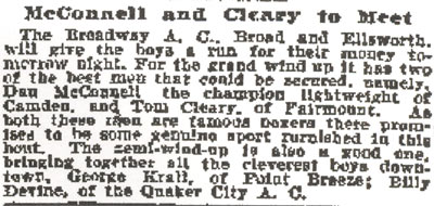 Philadelphia Inquirer clipping, June 24, 1900: McConnell and Cleary to Meet