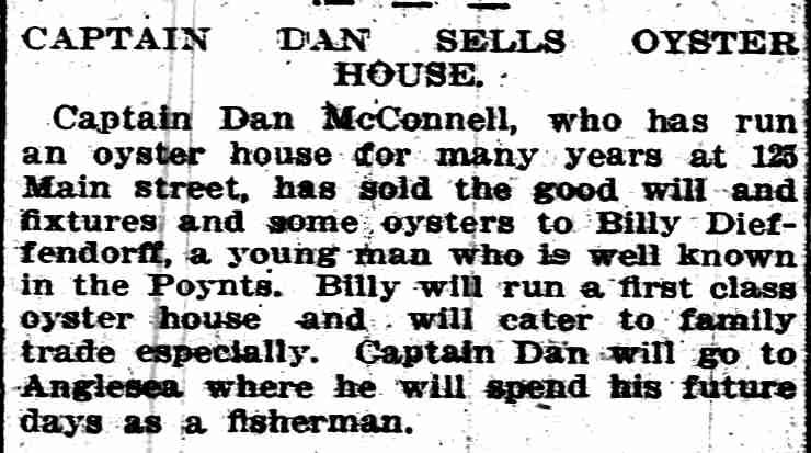Camden Daily Courier clipping, March 25, 1914: Captain Dan Sells Oyster House