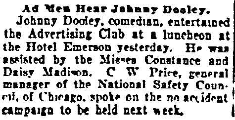 Baltimore Sun clipping, Ad Men Hear Johnny Dooley