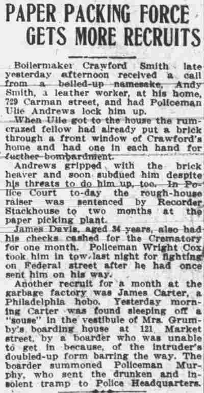 Newspaper clipping: Paper Packing Force Gets More Recruits, Camden Post-Telegram, November 30, 1910