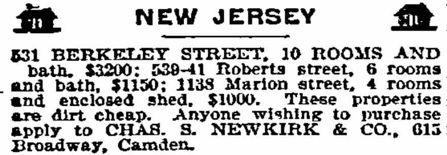 New Jersey Real Estate - Philadelphia Inquirer, July 18, 1896