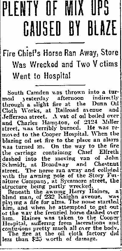 Newspaper clipping: Plenty of Mix Ups Caused by Blaze, Philadelphia Inquirer, August 17, 1906