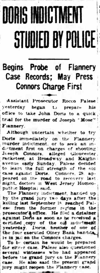 Courier-Post clipping, Doris Indictment Studied by Police, May 1, 1929