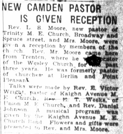 New Camden Pastor Is Given Reception - Camden Courier-Post, April 2, 1928