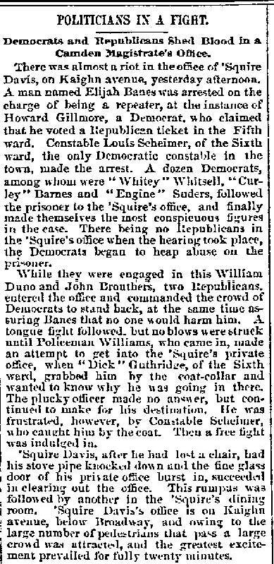 Politicians in a Fight. - Philadelphia Inquirer, March 13, 1889