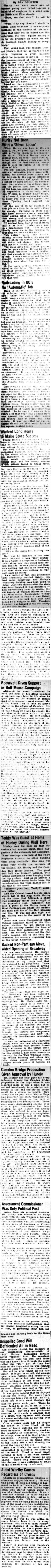 Camden Courier-Post feature on William L. Hurley, Camden furniture merchant, April 23, 1928