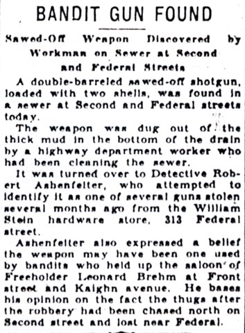 Newspaper clipping "Bandit Gun Found", Camden Courier-Post, December 1, 1930