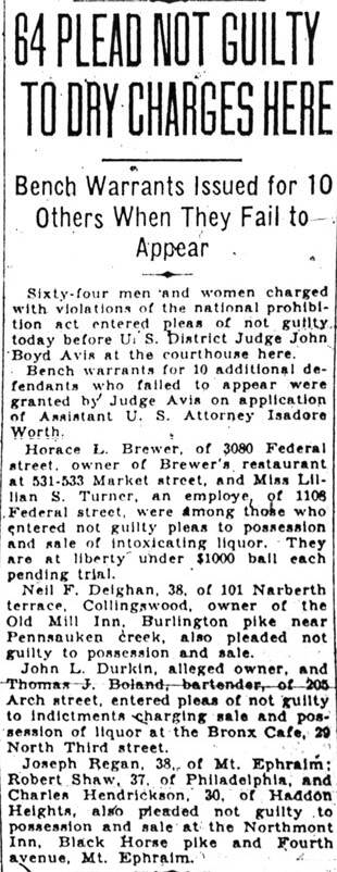 Newspaper clipping: 64 Plead Not Guilty to Dry Charges Here