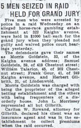 Courier-Post clipping: 5 Men Seized in Raid Held for Grand Jury, January 30, 1938