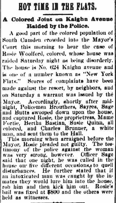 Hot Time in the Flats, Camden Daily Telegram clipping, December 20, 1897