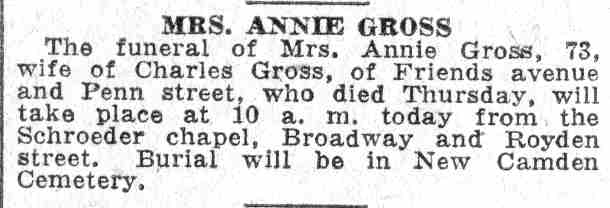 Mrs. Annie Gross - June 13, 1932