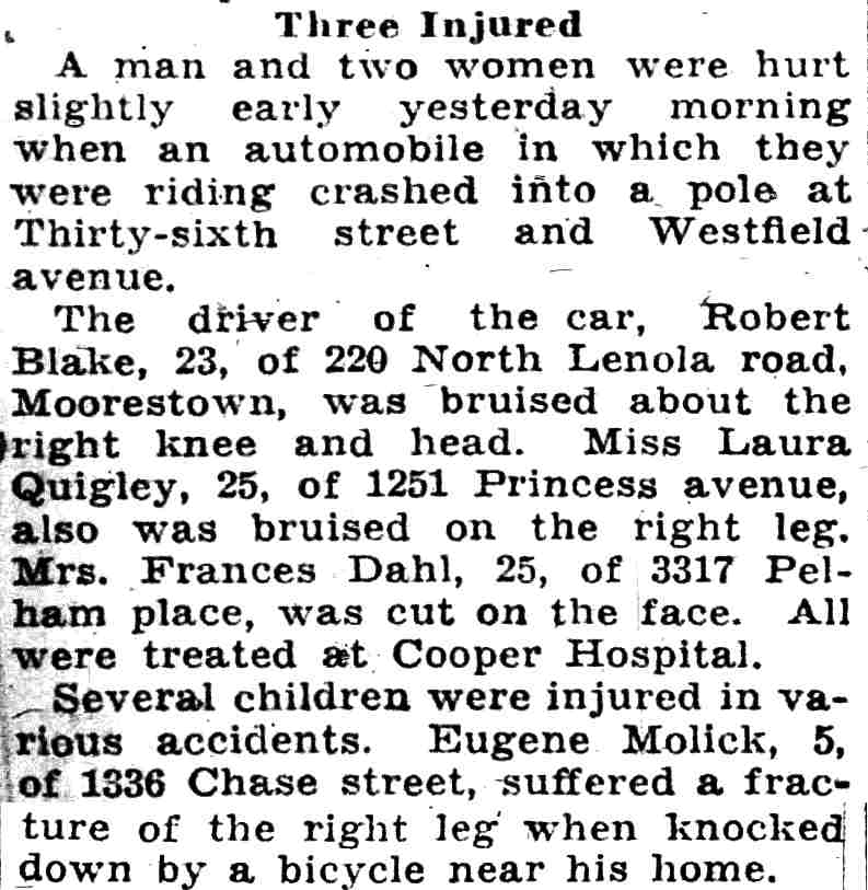 Three Injured - Camden Courier-Post, April 29, 1935