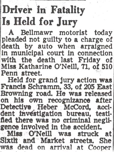 Driver in Fatality Is Held for Jury - Camden Courier-Post, December 29, 1950