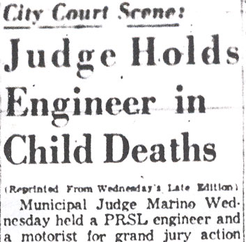 Courier-Post clipping, December 19, 1957: City Court Scene, Judge Holds Engineer in Child Deaths (first crop).