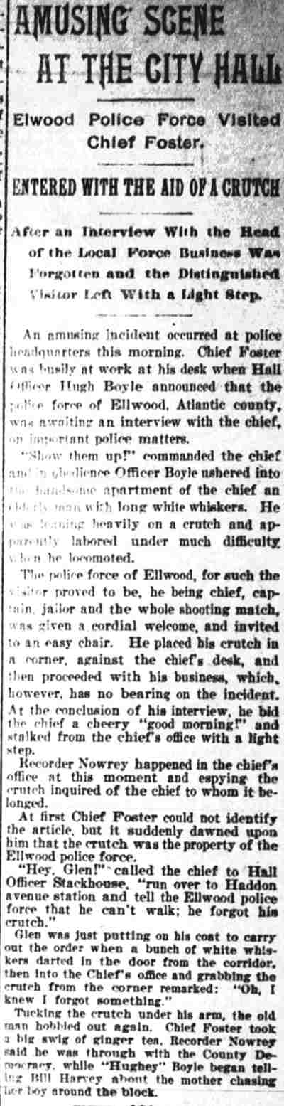 Camden Daily Telegram headline Amusing Scene at the City Hall, December 6, 1898