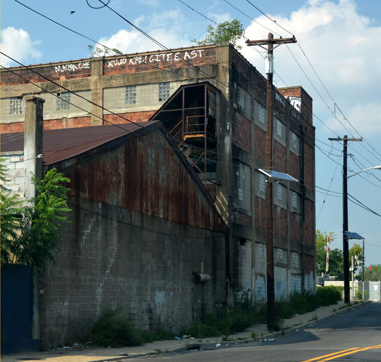 Former factory building at River Avenue and the railroad tracks, Camden, 2011