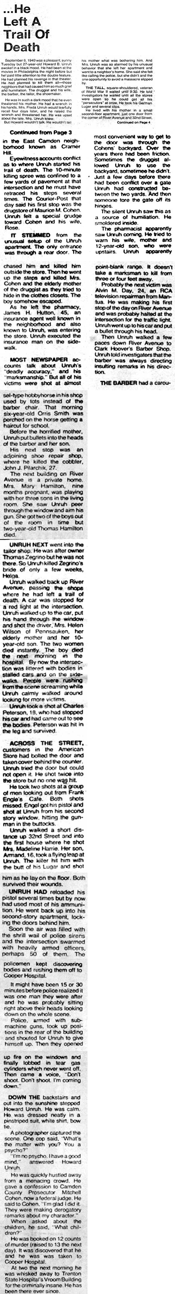 Courier-Post, September 7, 1974: He Left a Trail of Death