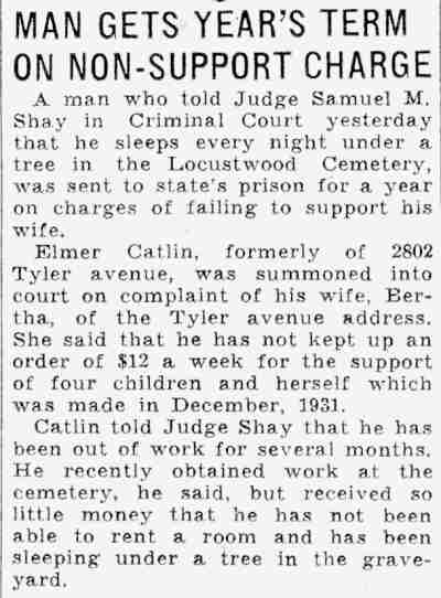 Newspaper clipping: Man Gets Year's Term on Non-Support Charge