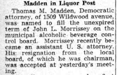 Courier-Post clipping, Madden in Liquor Post
